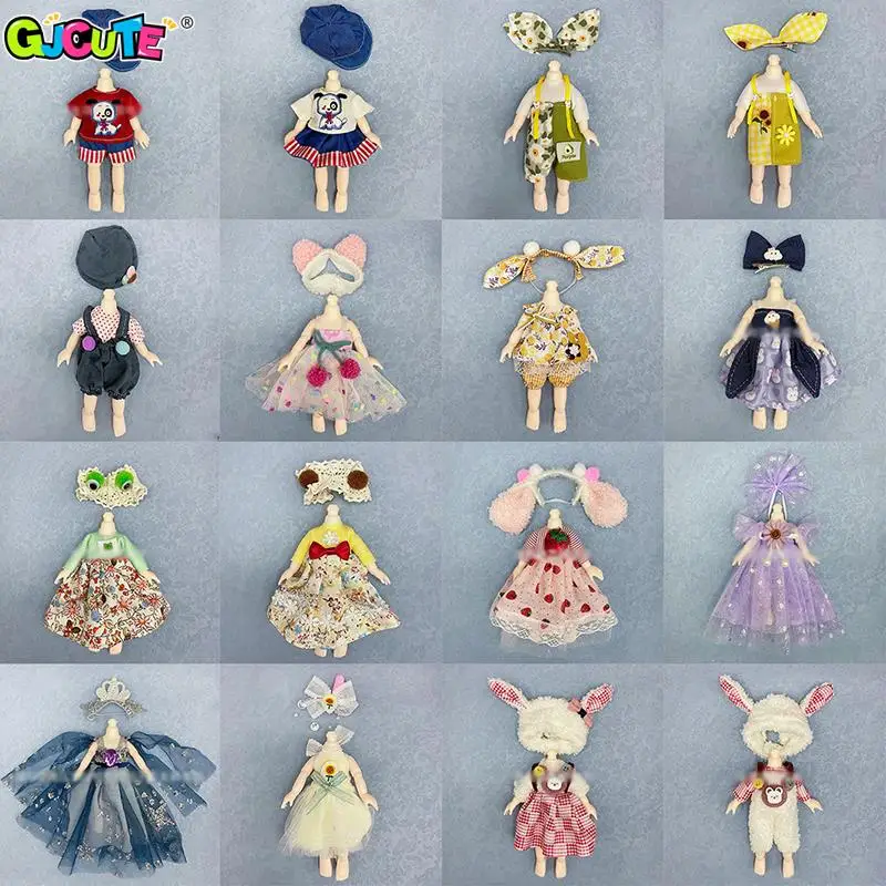 

16-17cm Ob11 Doll Clothes 1/8 Bjd Dressup Cute Casual Suit Lolita Skirt Accessories Girl Dress Up Toys Children Birthday Gift