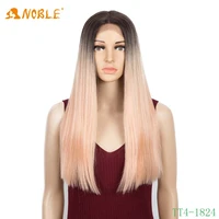 long straight pink purple green gold gradient synthetic lace wig women natural middle front heat resistant high fiber cosplay