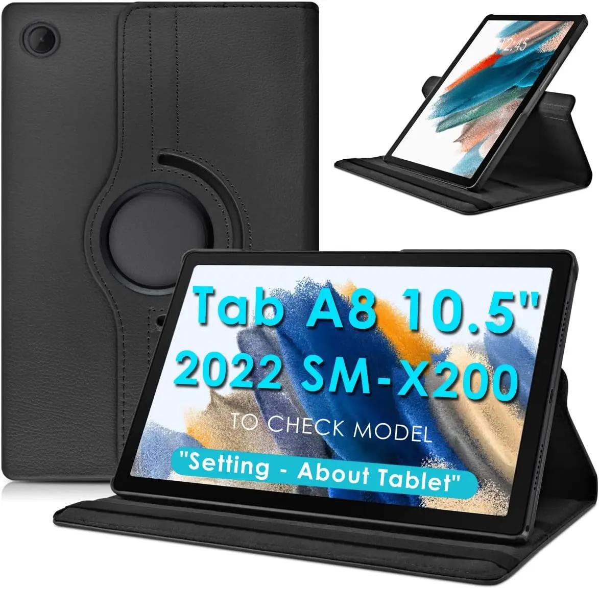 

360 Degree Rotating Case for Samsung Galaxy Tab A8 2021 Smart Cover SM-X200 SM-X205 10.5" Tablet Flip Book Funda Auto Sleep/Wake