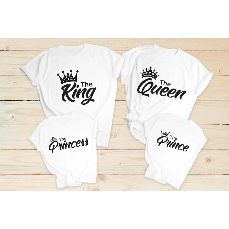 

Funny Royal Family Matching Tshirts Letter King Queen Prince Princess Print Women Men Children's T-shirts Family Trip Clothes
