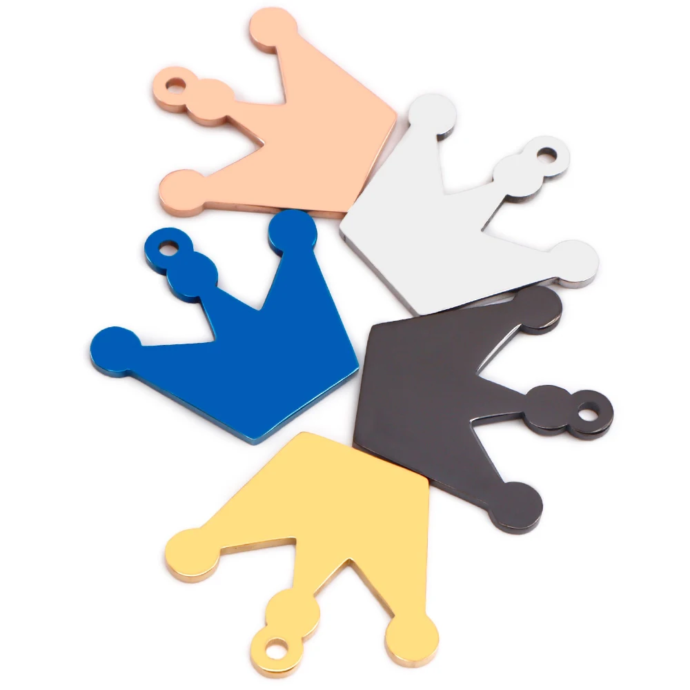 

20Pcs Personalized Anti-lost Dog Id Tags Blank Crown Stainless Steel For Puppy Owner Pet Gift Nameplate Pendant DIY Accessories