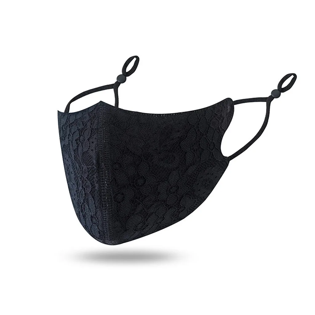 

Christmas Adult Women Washable Lace Flower Adjustable Cotton Breathable Face Mask Halloween Mask Cosplay Маска Для Лица in stock