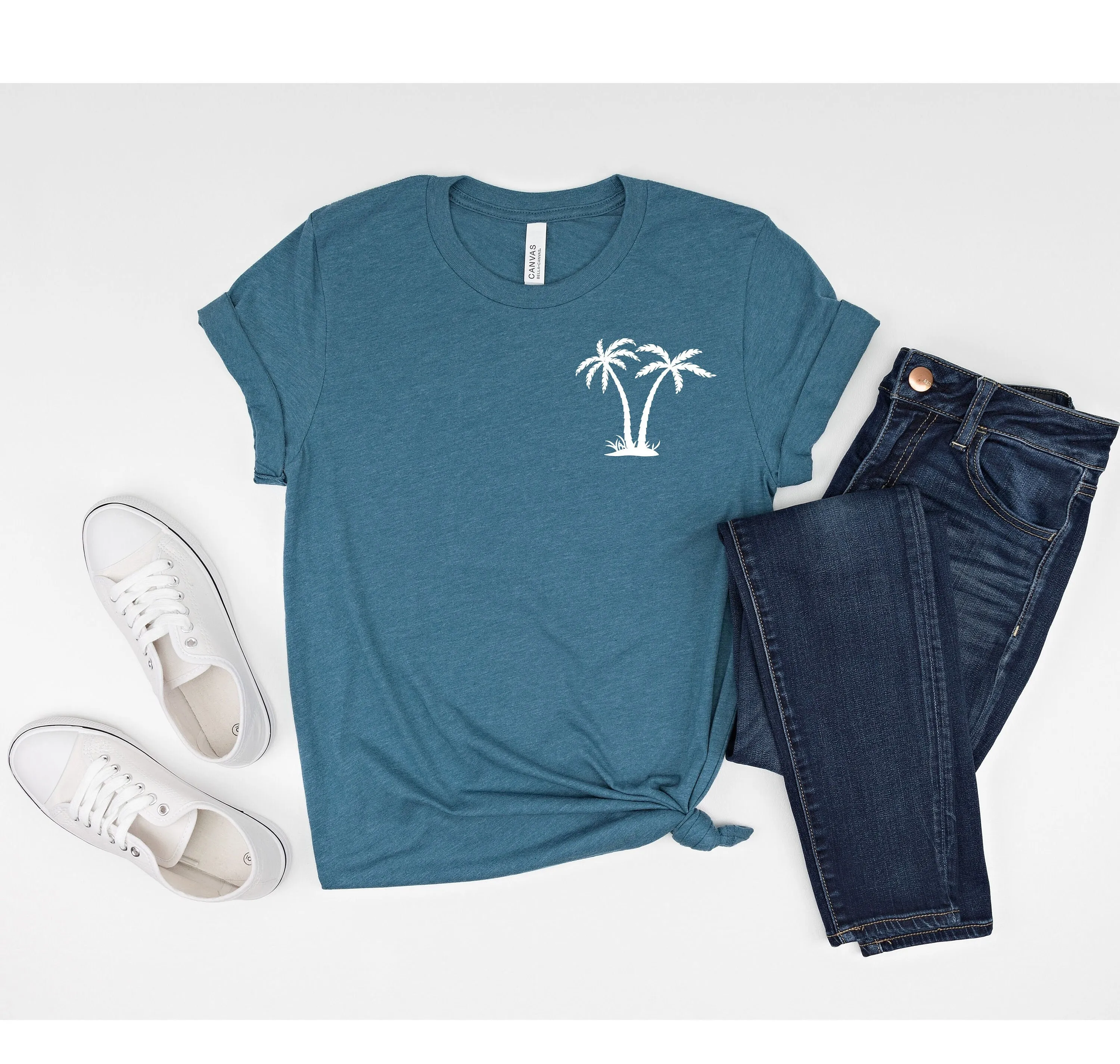 Футболка с пальмовым деревом и карманом для пляжного отдыха тропическая природа