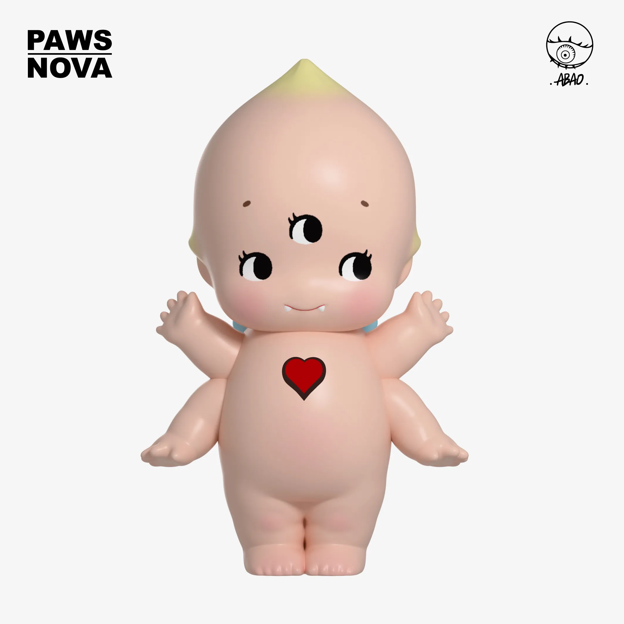 Официальная виниловая фигурка Paws Nova Abao Three Eyed Four Armed, дизайнерская художественная игрушка с основанием в форме персика, декор для дома и рабочего стола, аниме-стиль (art.: 3920db1b7fa5d) - 3920db1b7fa5d