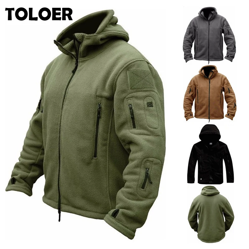 

Мужская тактическая куртка, военная куртка, флисовая уличная спортивная полярная куртка для походов, зимняя мужская однотонная куртка с ка...