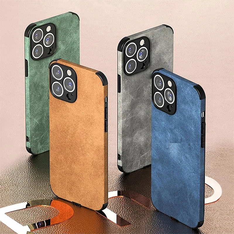 Противоударный кожаный текстурный чехол для iPhone 13 12 11 14 Pro Max XR XS 8 7 Plus мягкий