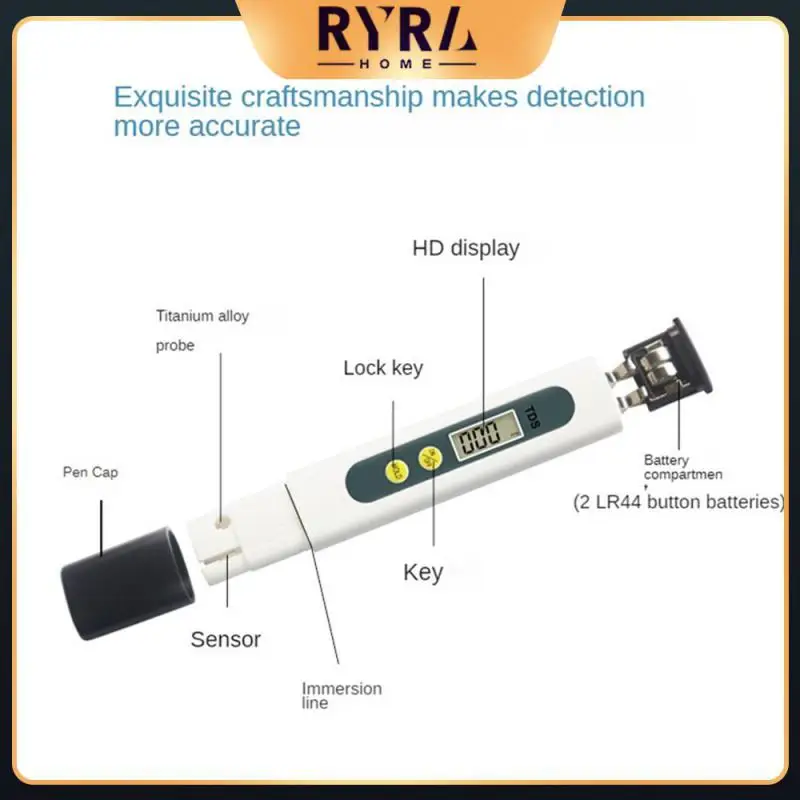 

Portable Water Quality Testing Pen Titanium Alloy Probe Ph Test Pen Low Power 3 Seconds Measurement Ec Water Meter Household