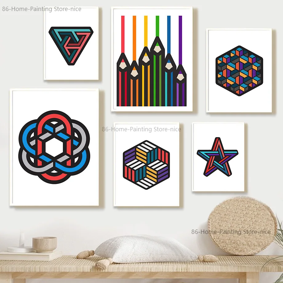 Настенная картина-карандаш в форме узелка постеры скандинавском стиле с