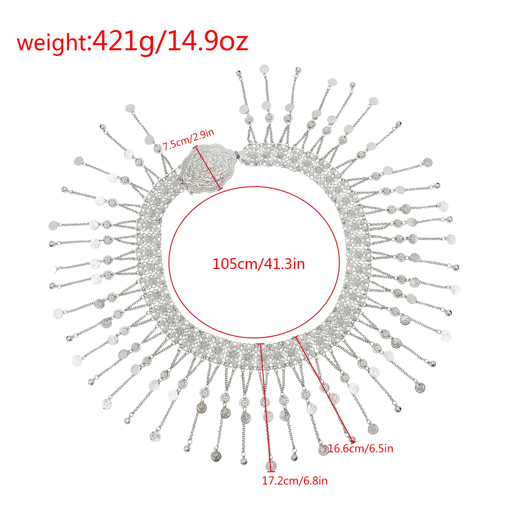 Серебристая металлическая цепочка для танца живота Ldealway