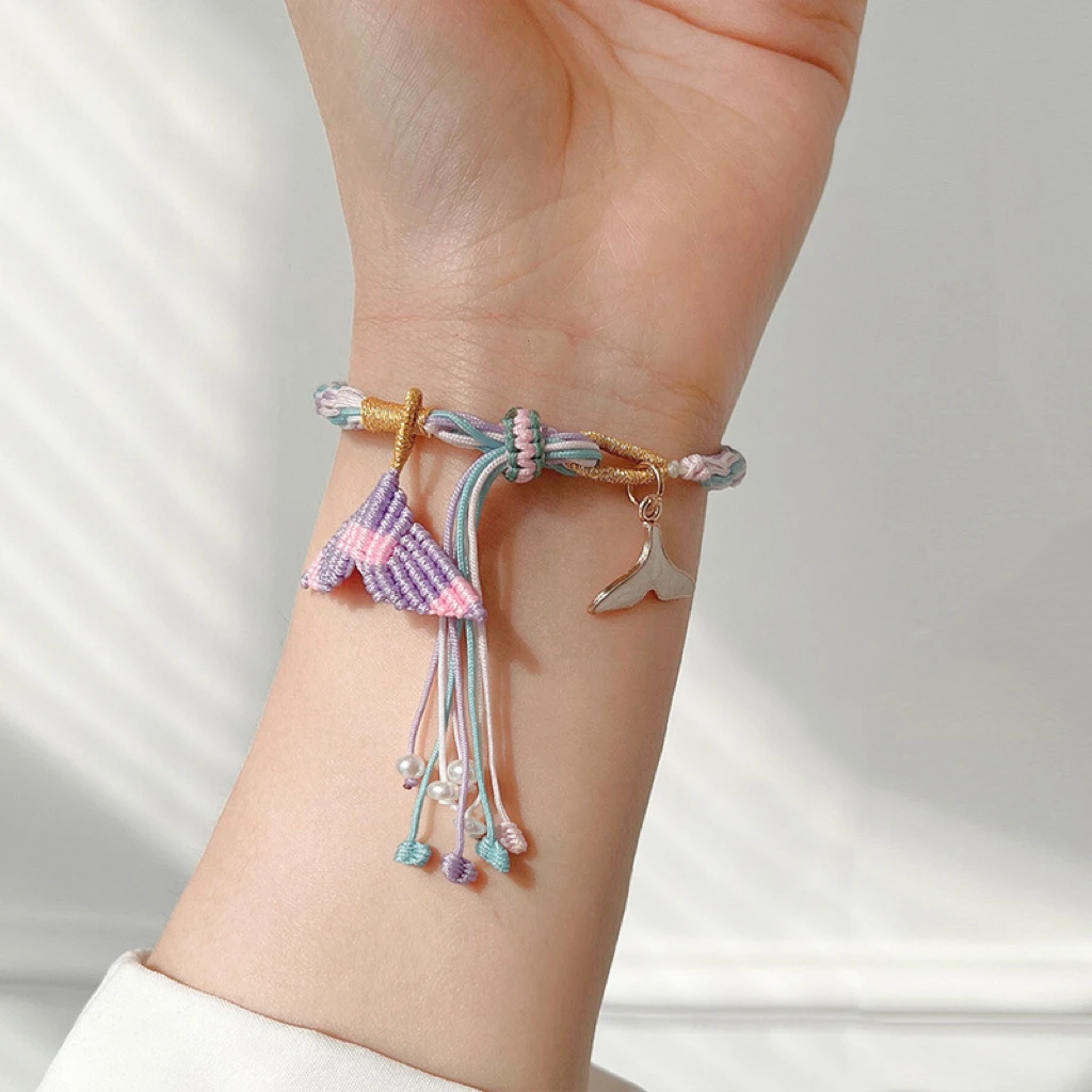 

Multicolored rope self-made fishtail reincarnation Bracelet woven rope DIY hand bracelet as a gift for girlfriends a