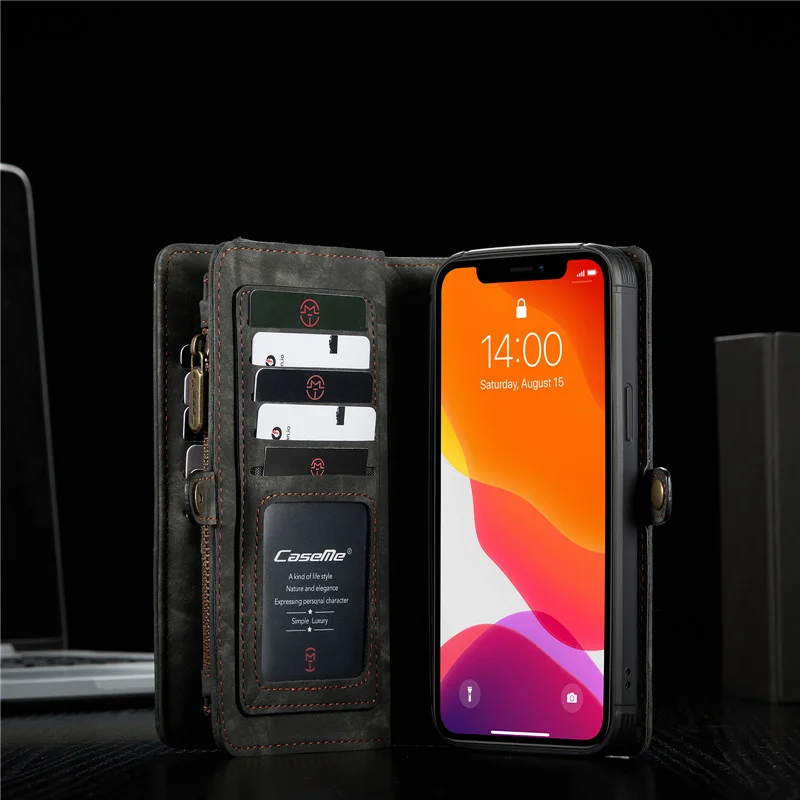 

Кожаный чехол-бумажник с откидной крышкой для iPhone 12 Pro Max, противоударный мини-чехол для iphone 12, силиконовый чехол-накладка