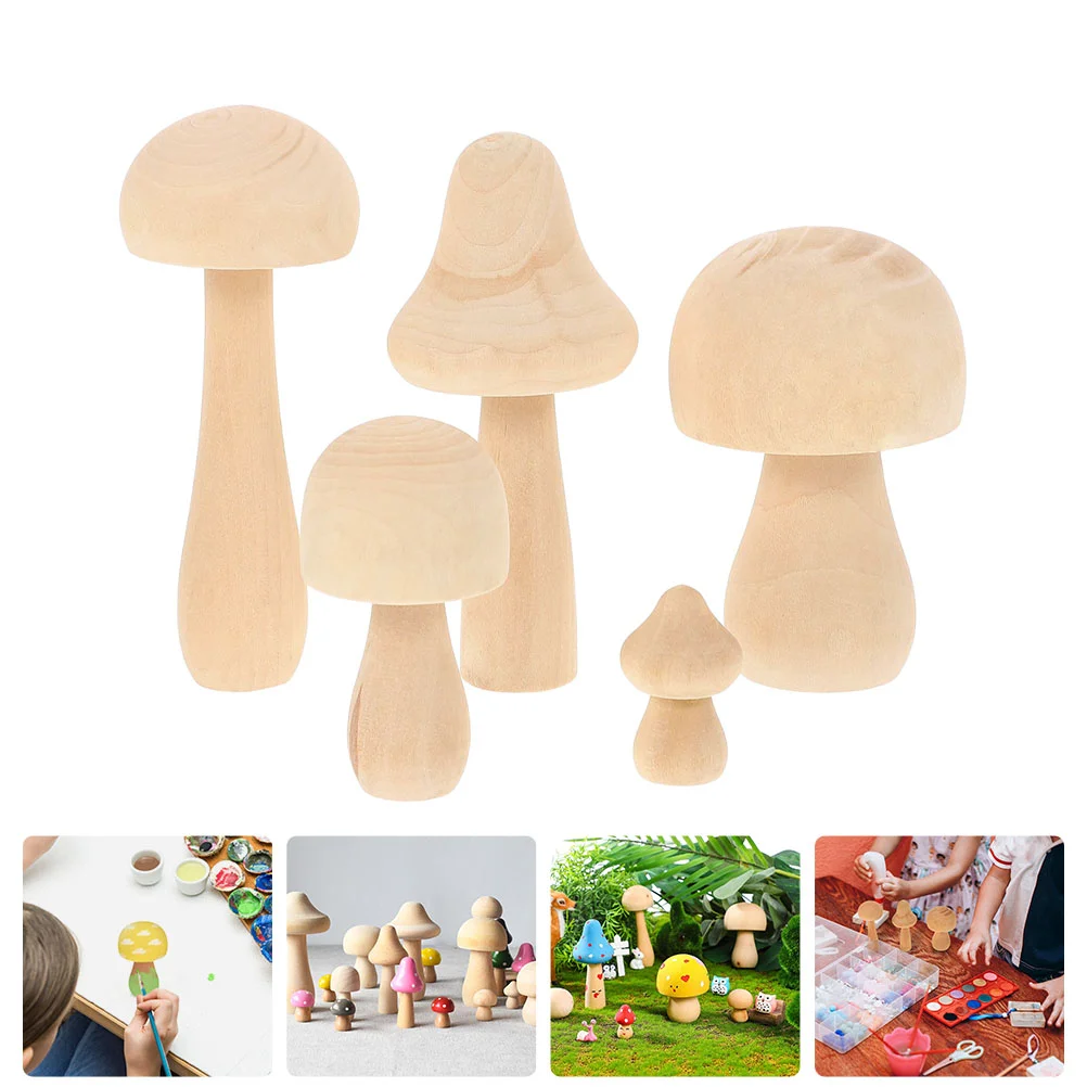 

5 Pcs Graffiti Child Kids Wooden Toys Decoraciones Para Salas Casa Decorative Mushroom