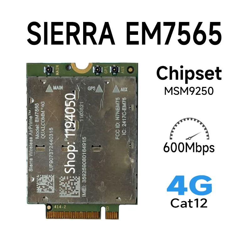 Sierra Módulo de Em7565 4g Lte sem Fio Módulo Gato12 Ngff 600mbps Módulo Cat12 Ngff para Laptop
