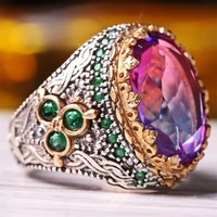 new inlaid oval faced crystal luxury ring for women personality retro big gemstone ring banquet party fashion jewelry