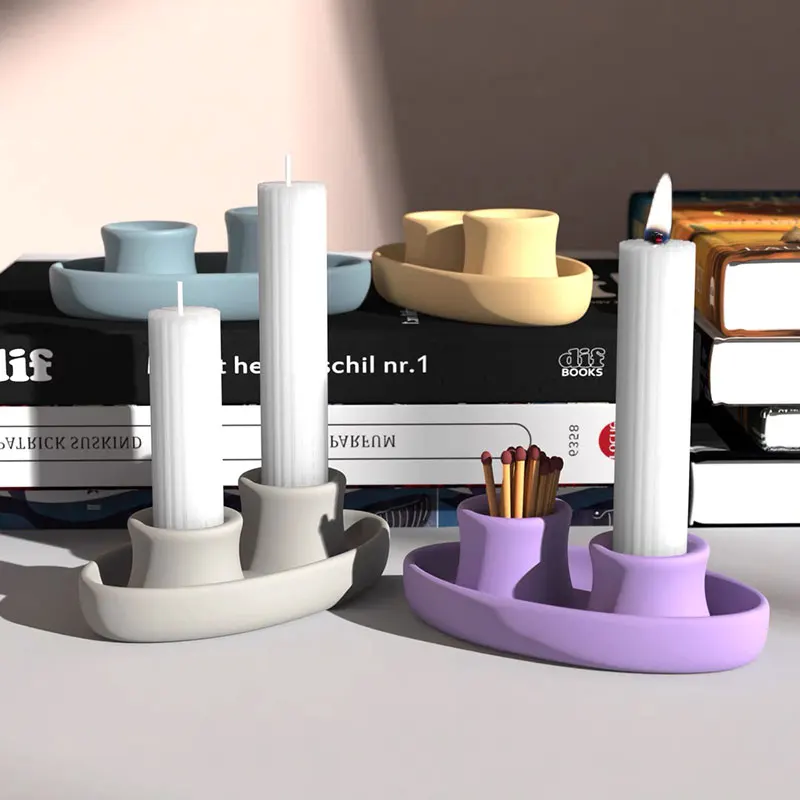 Concrete Mold Silicone Mold For Making Candle Holder Match Storage Home Decor Candle Holders Terrazzo Mould