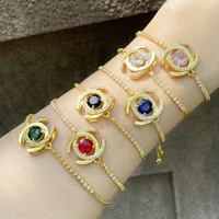 fashion color zircon bracelet female european and american simple personality niche design geometric diamond bracelet wholesale