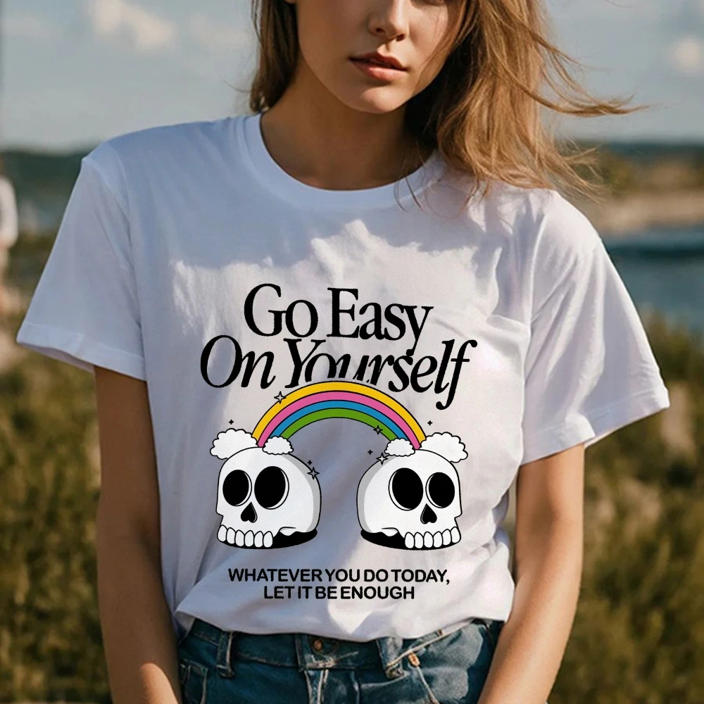 Женская рубашка Идитесь легко в себя что вы делаете сегодня давайте это быть