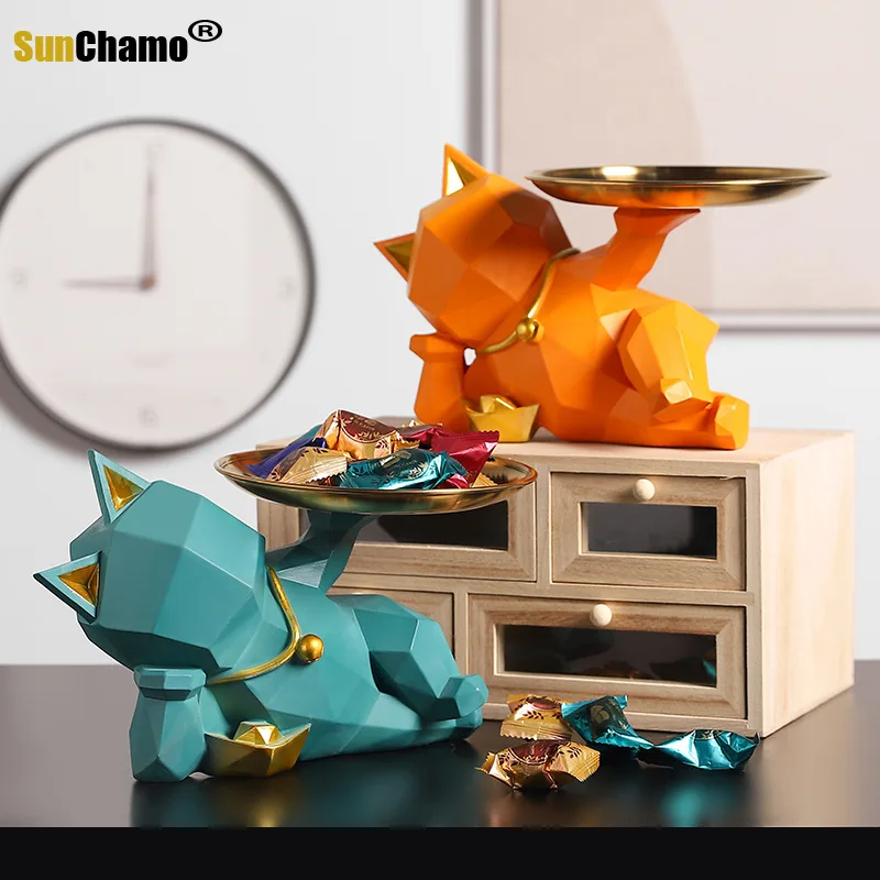 

Sunchamo каучуковый поднос в виде кошки на удачу, фигурка в скандинавском стиле, милый домашний декор, украшение для комнаты с животными, настол...