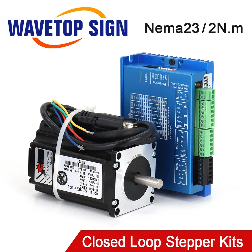 Фото Шаговый двигатель SignkoRay JSS NEMA23 2Н·м с замкнутым контуром и драйвер для станков для резки и гравировки 57HSE2N-D25 + HSS57 №1
