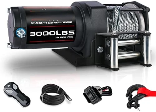 

AUTO 3000 lb 12V DC Winch, Off Road Waterproof Winch for UTV ATV Boat with Both Wireless Handheld Remote and Corded Control Rec