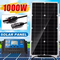 1000w solar panel kit 12v usb charging solar cell board for phone rv car mp3 padwaterproof outdoor battery supply 30a controller