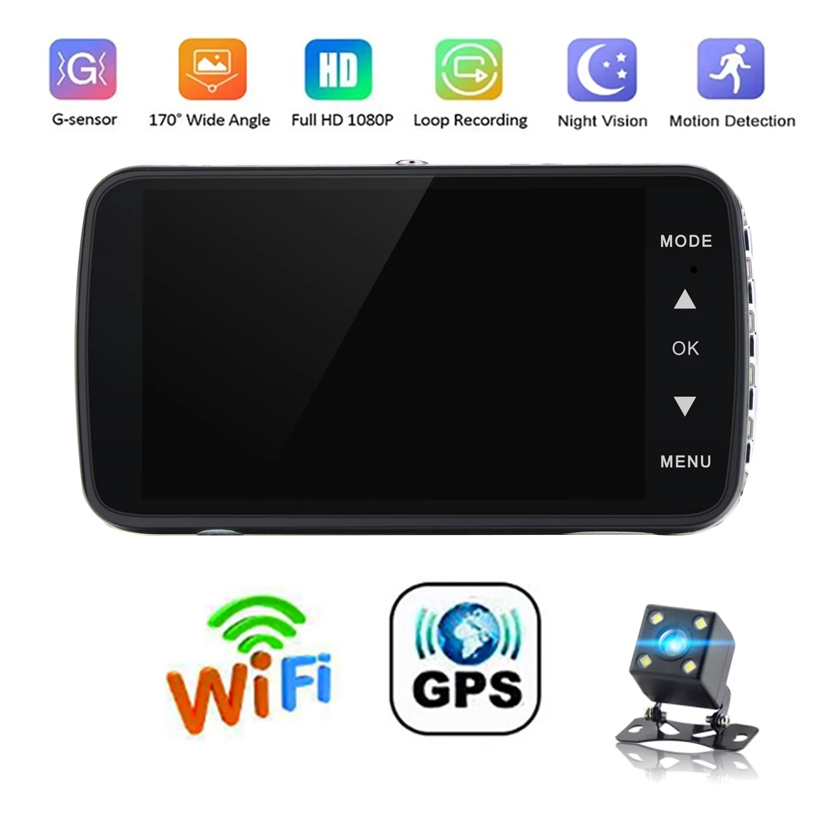 

Car DVR WiFi GPS 1080P Full HD Dual Cams Rear View Dashcam Driving Video Recorder Night Vision Auto Parking Monitor Black Box