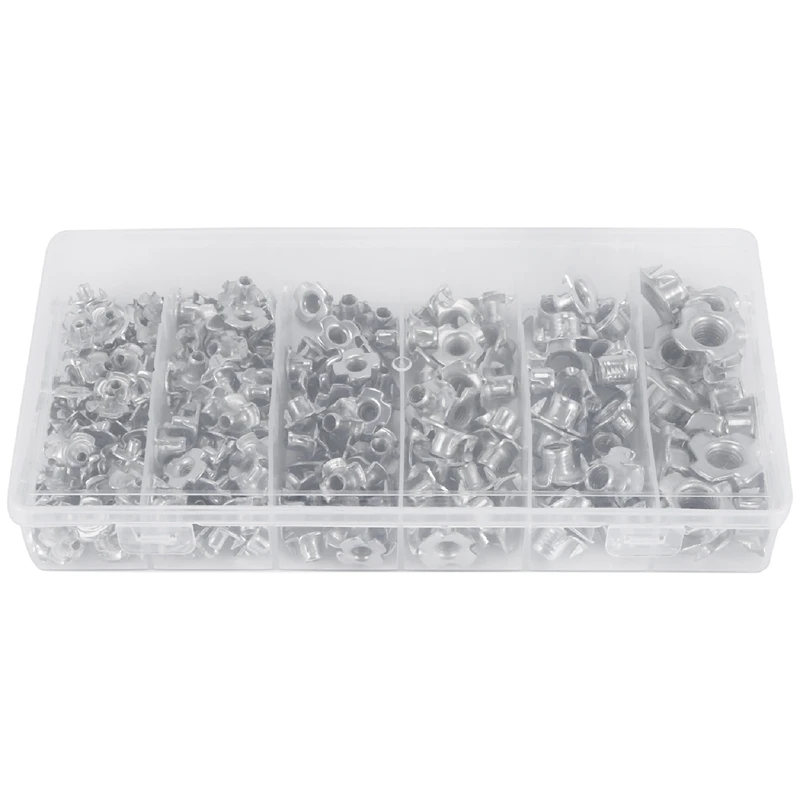 

245 шт., оцинкованная гайка M3/M4/M5/M6/M8/M10, с четырьмя зажимами