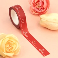 2022 new 1pc 15mm10m decorative valentine red love and heart washi tape scrapbooking masking tape office mask washi tape