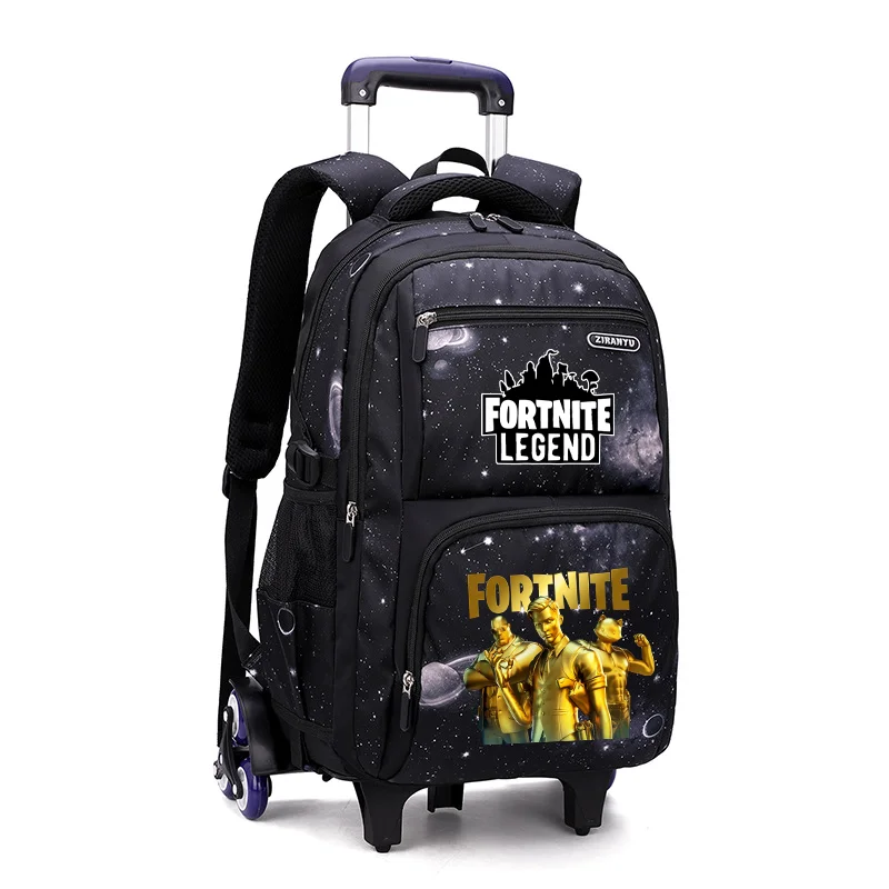 Фото Новый школьный рюкзак-тележка Fortnite: легкий, с дизайном для подъема по лестнице, водонепроницаемый, в стиле аниме, повседневная дорожная сумка, вместительный студенческий рюкзак №2