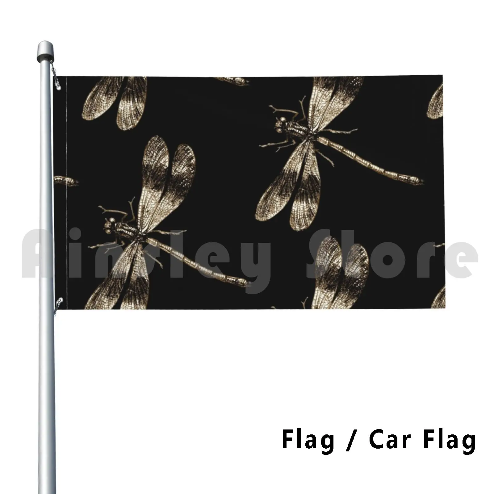 

Golden Dragonflies-Dragonfly Vintage Fine Art Outdoor Decor Flag Car Flag Dragonflies Golden Dragonfly Golden