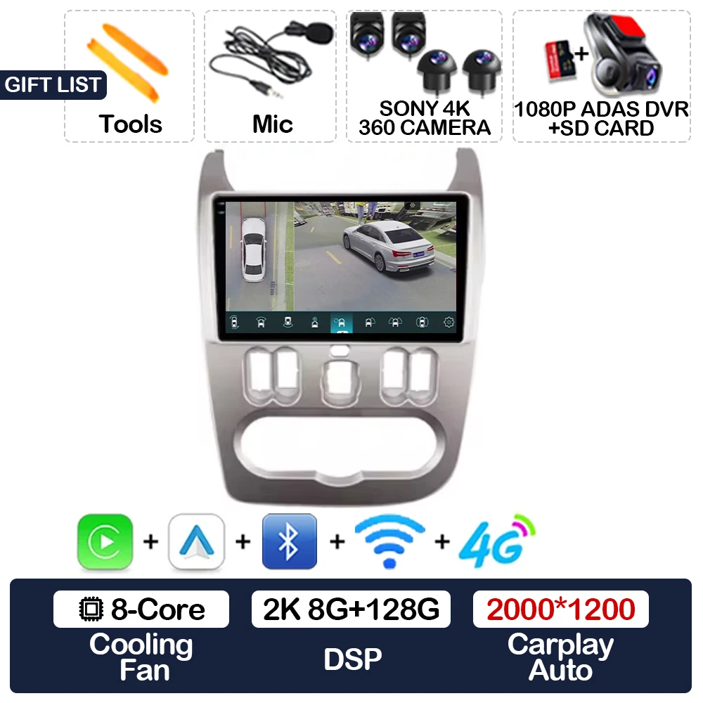 

Автомобильное радио Android 15 для Renault Logan 1 Sandero 2009 2010 2011 2012-2015 Largus Dacia Duster Мультимедийный видеоплеер GPS WIFI