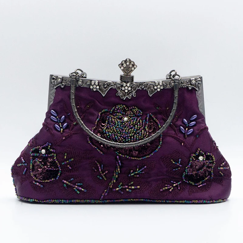 

2022 New Vintage 7 Colors Elegant western Evening Bag Portable Fashion Evening Party Bag Metal-Snaps Women Handbag a la moda