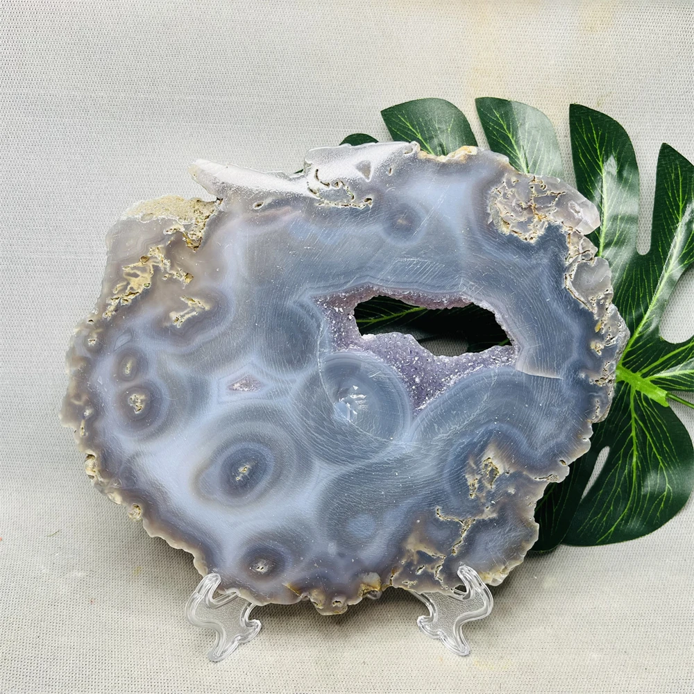 

Uruguay Natural Rune Agate Amethyst Geode Original Mineral Specimen Slice Home Room Decoration Crystal with Stone Healing