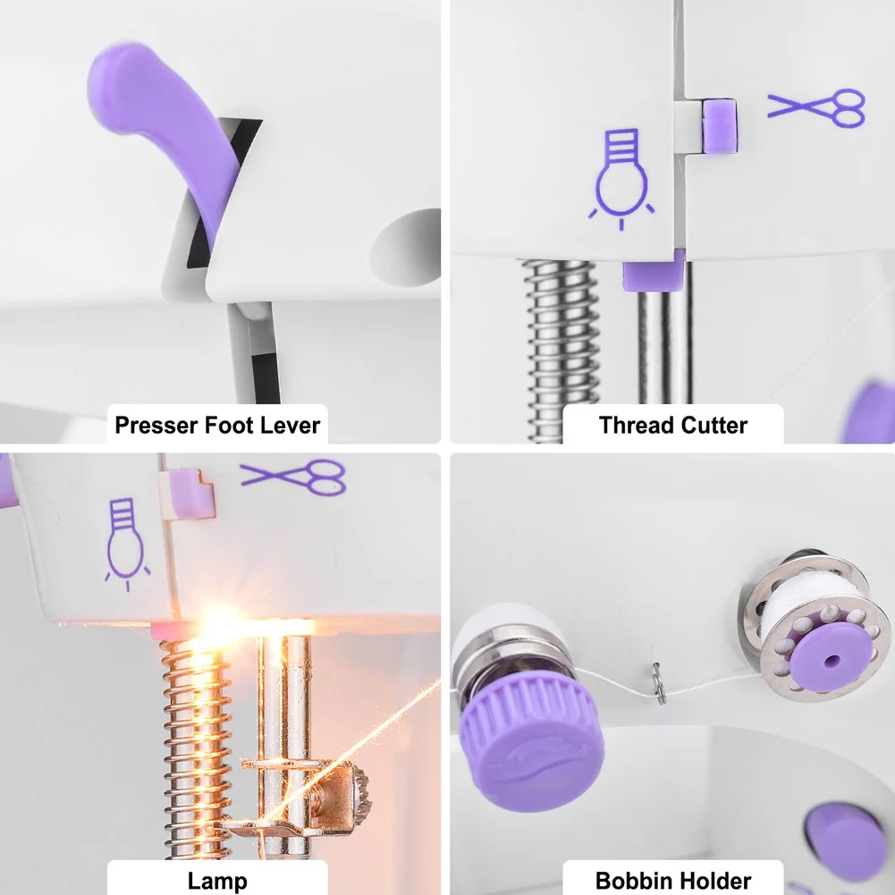 

Portable Mini Sewing Machine Crafting Mending Machine with Light for Household Home