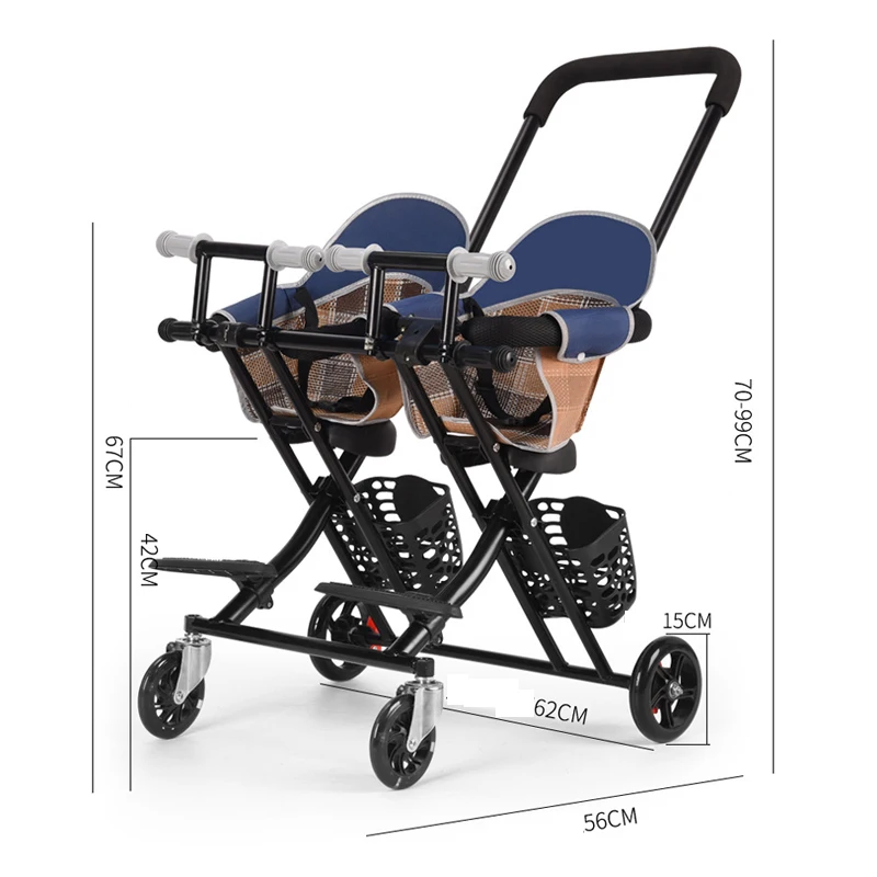 Twin Baby Stroller One-click Folding High Landscape Lightweight Child Cart Newborn Double Two-way Shock Absorber Kids Travel Car enlarge