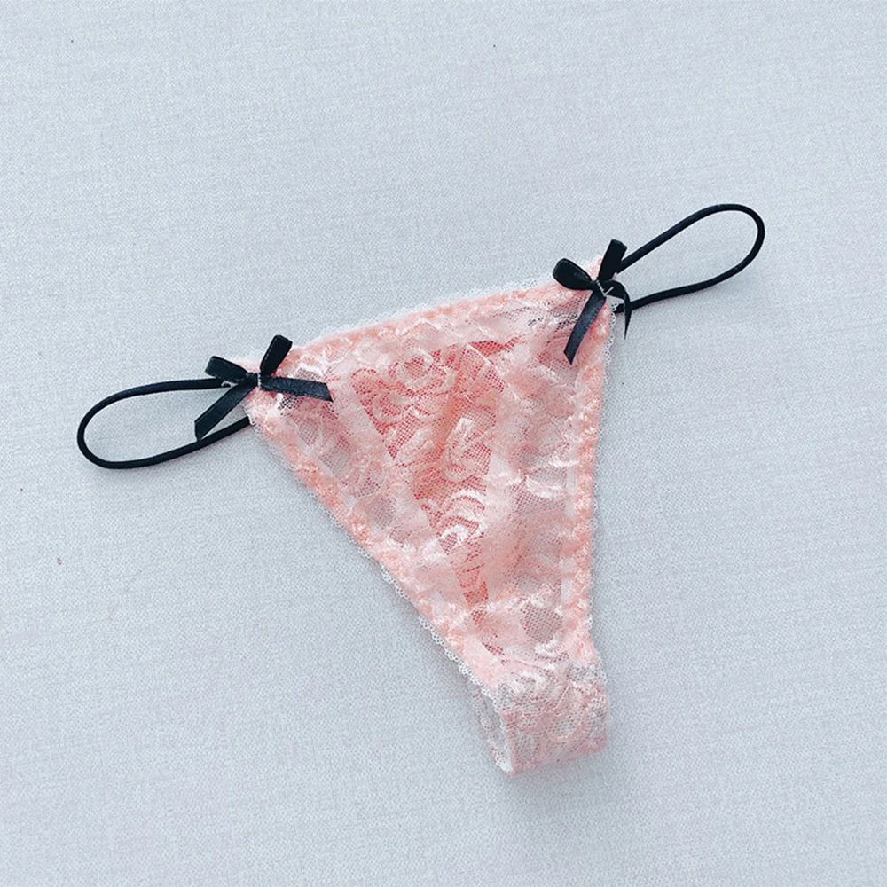 

Women Sexy Lace Sheer G String Underwear Cute Girls Bowknot Low Waist Thong Panties Perspective Breathable Briefs Sleepwear