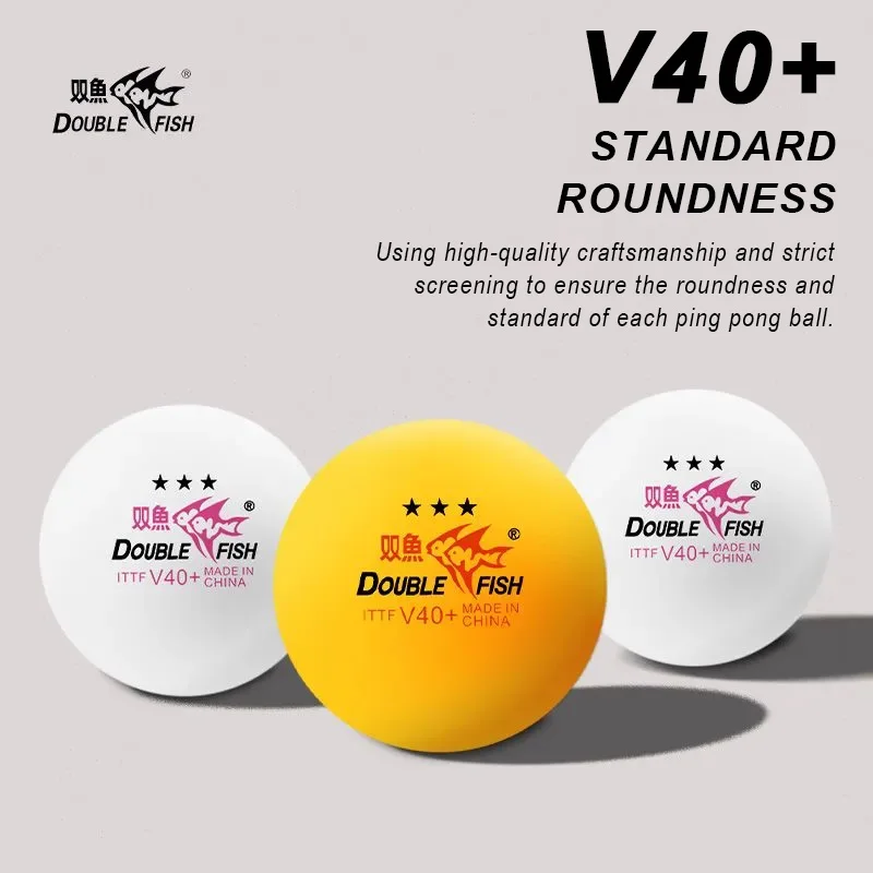 Фото Мячи для настольного тенниса DOUBLE FISH 3 Star V40+ (30/50/100 шт.), одобренные ITTF, белые/оранжевые, из АБС-пластика №1