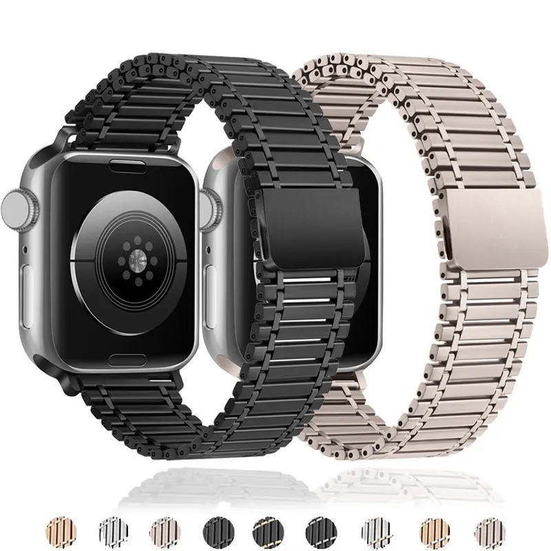 

Ремешок из нержавеющей стали для Apple Watch Band 44 мм 45 мм 49 мм 42 мм 41 мм 40 мм, магнитный браслет для iwatch Ultra 2 Series 9 8 7 6 5 4 SE