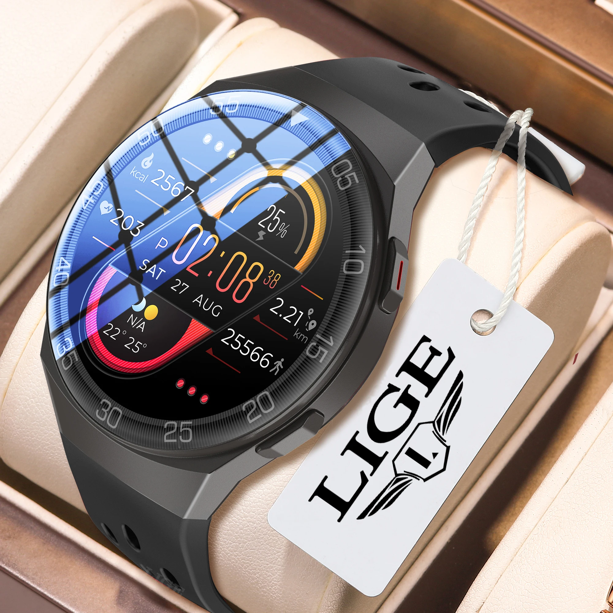 

Смарт-часы LIGE мужские водонепроницаемые с поддержкой Bluetooth и Пульсометром