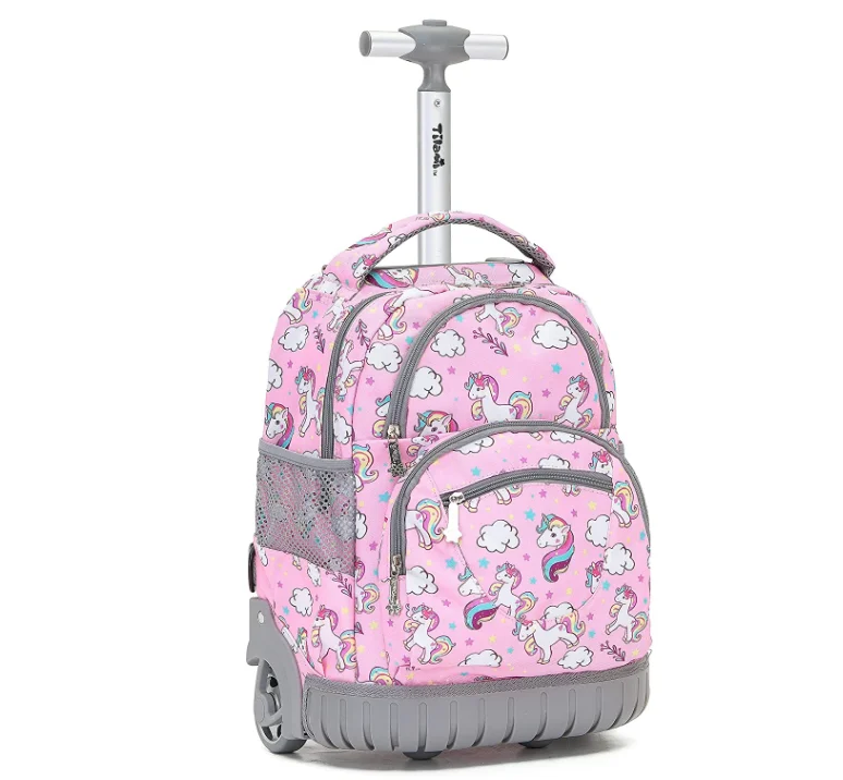 Girl's Rolling Travel Luggage Suitcase  School Wheeled Backpack For Girls Multi-Compartment School Travel Trolley Bag Wheels