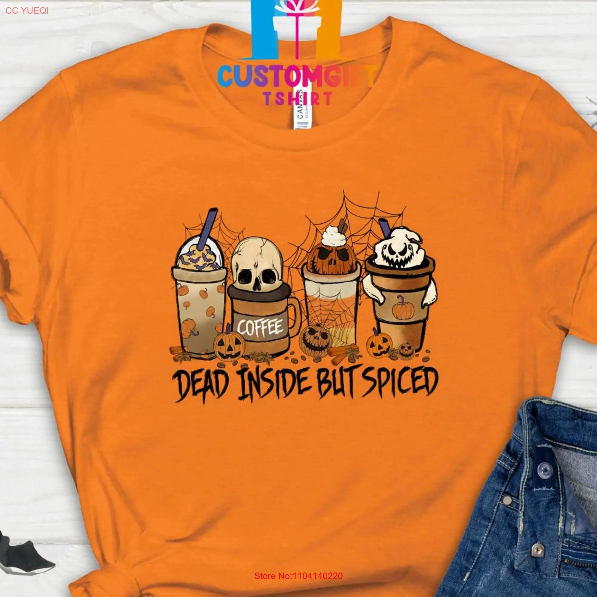 Футболка с надписью Dead Inside но Спеченная жуткая на Хэллоуин кофе латте страшный