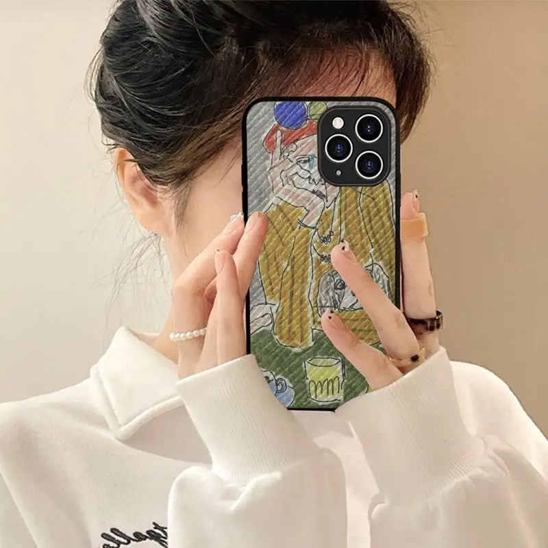 

Egon Schiele Phone Case Hard Leather Case for iPhone 11 12 13 Mini Pro Max 8 7 Plus SE 2020 X XR XS Coque