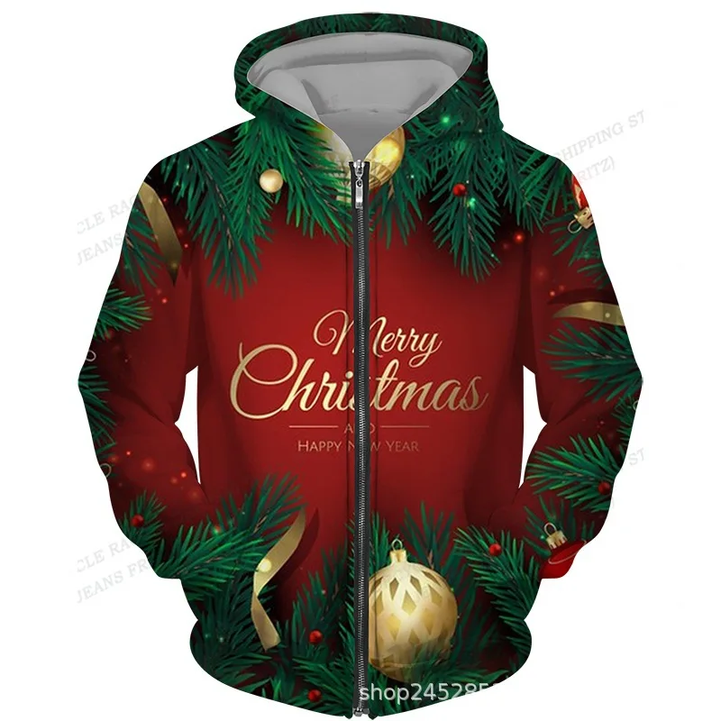 Рождественская новогодняя толстовка с 3D-оленем Милу мужская и женская капюшоном