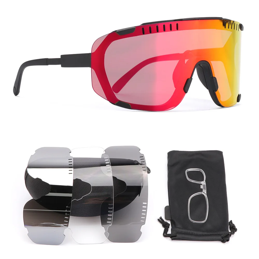 

New POC DEVOUR Mountain Cycling Glasses Universal Color Changing Bicycle SunGlasse Polarized Sport Road Bike Goggles With 4 Lens