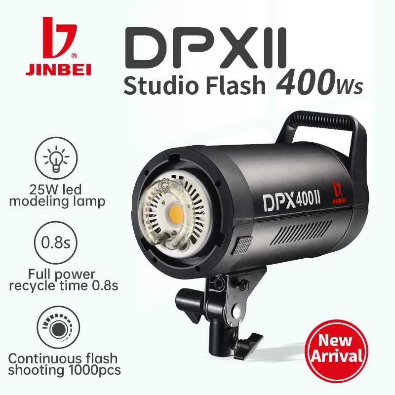 

JINBEI DPX400II 400W Studio Flash Light 25W Modeling Light 2.4G Wireless Strobe Light 5500K Photography for Wedding Portrait