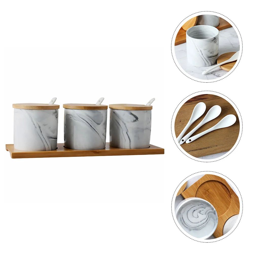 

1 Set Ceramic Seasoning Pot Kitchen Salt Pepper Spice Condiment Pot