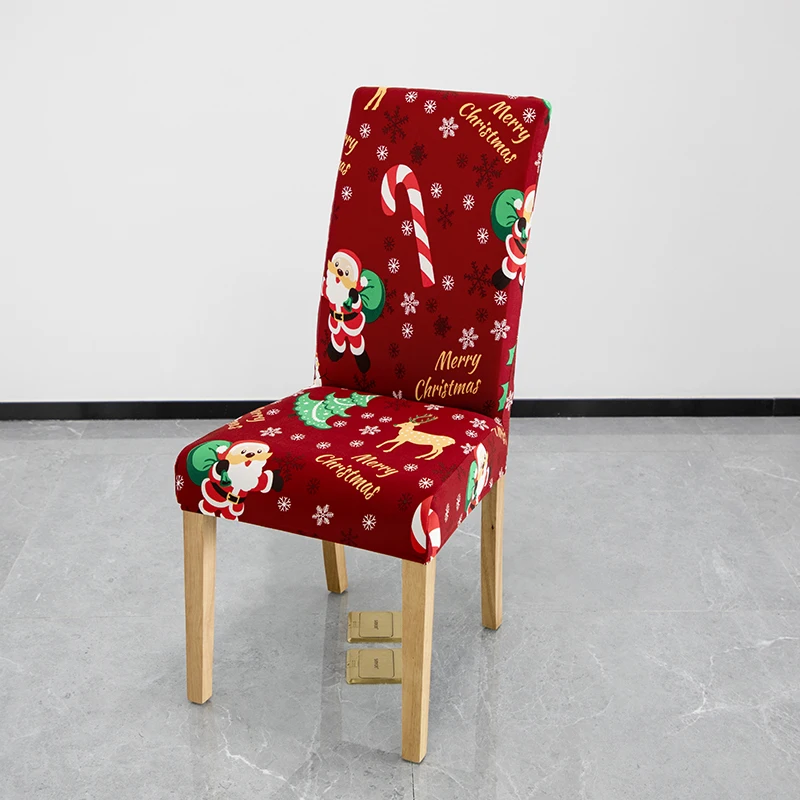 

Chegada nova Natal Chair Cover Spandex Chair Covers Para Sala De Jantar Com Impressão Feliz Natal Seat Cover