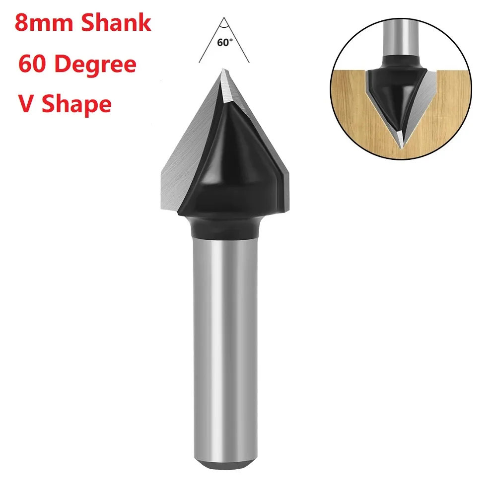 

V Shape Router Bit End Mill Flush Shank Solid Carbide Straight Trimmer