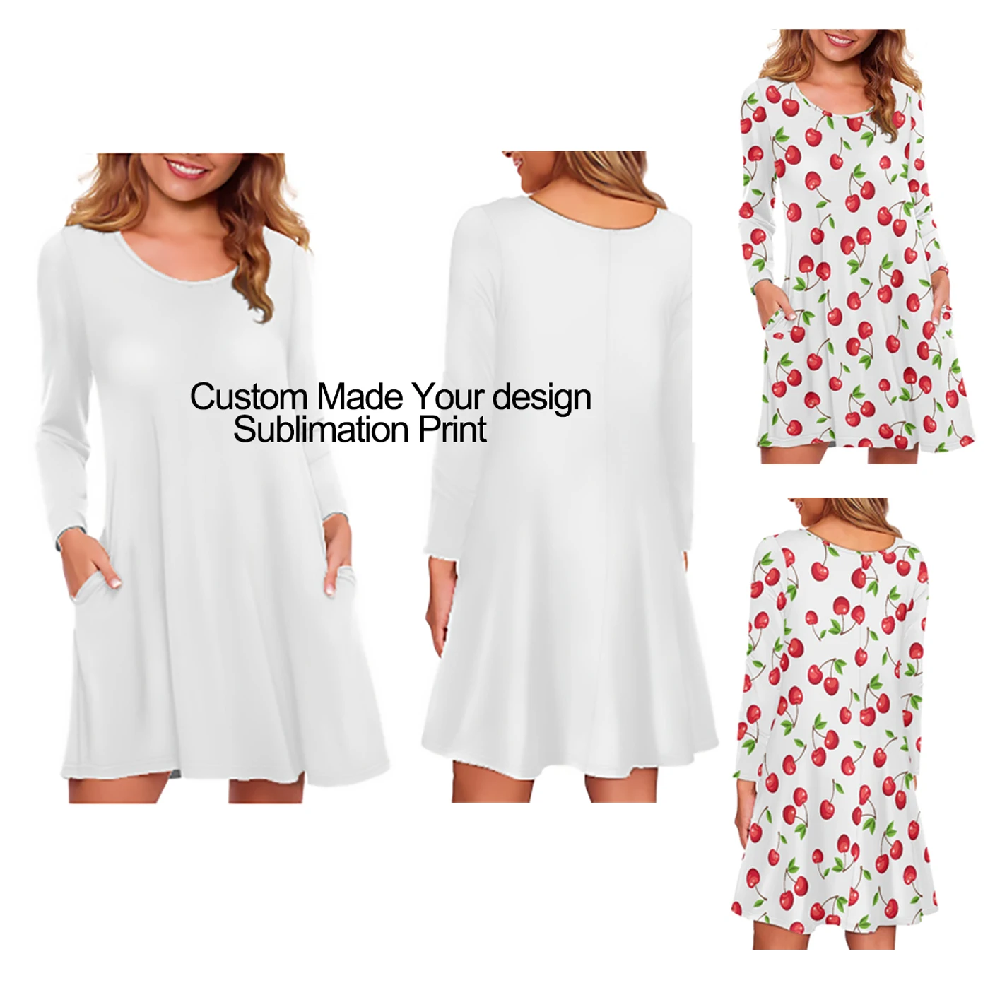 

Повседневное платье с длинным рукавом и карманами, по вашему запросу