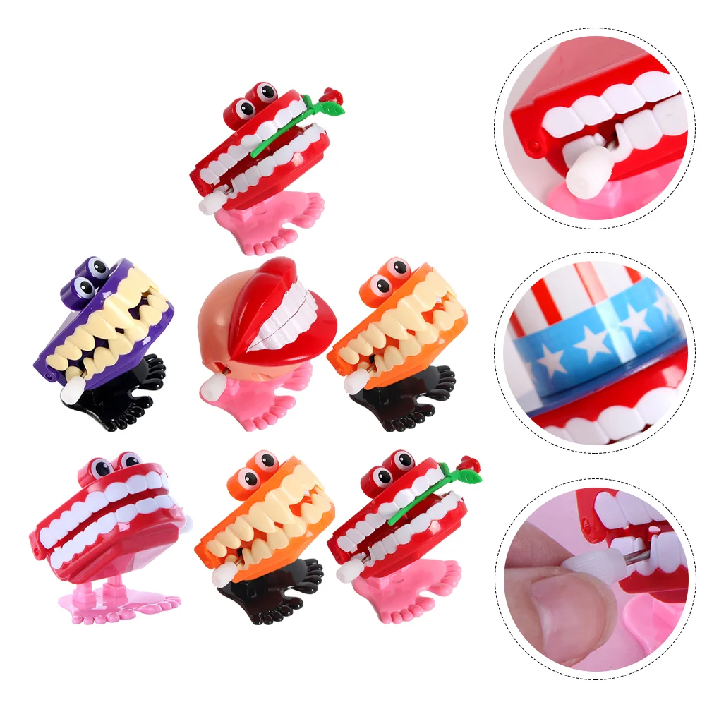 

Chattering Wind: 7pcs Chattering with Eyes Walking Wind Chomping Chatter Gags Practical Joke Toys Dentures Plaything Party